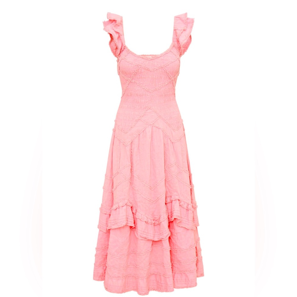 LoveShackFancy Brin Cotton Maxi Dress Size Small Bubblegum color